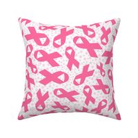 Large Scale Hot Pink Awareness Ribbons Polkadots on White