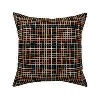 thin plaid - colorful vintage crooked lines on black - gingham pattern