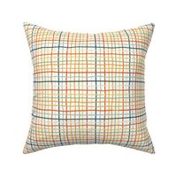 thin plaid - colorful vintage crooked lines on white - gingham pattern