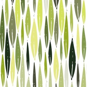 green botanicals - green palm leaves on white - leaves fabric
