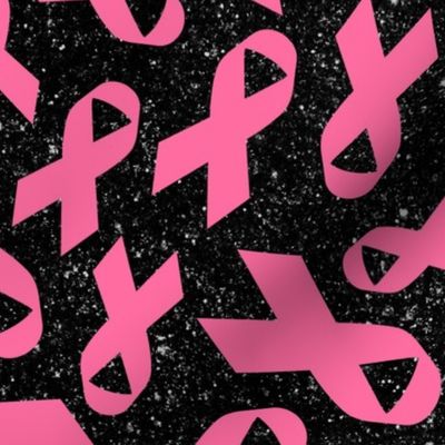 Large Scale Hot Pink Awareness Ribbons on Galactic Black