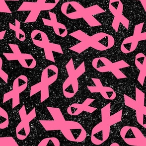 Large Scale Hot Pink Awareness Ribbons on Galactic Black