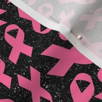 Medium Scale Hot Pink Awareness Ribbons on Galactic Black