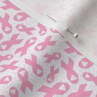 Small Scale Light Pink Awareness Ribbons Polkadots on White