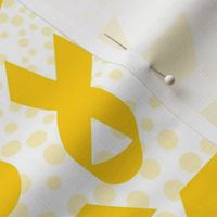 Large Scale Yellow Gold Awareness Ribbons Polkadots on White