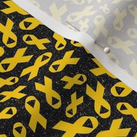 Small Scale Yellow Gold Awareness Ribbons Polkadots on Galactic Black