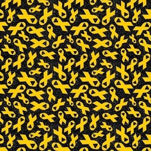 Small Scale Yellow Gold Awareness Ribbons Polkadots on Galactic Black