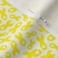 Small Scale Bright Yellow Awareness Ribbons Polkadots on White