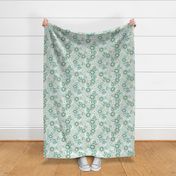 Large Scale Sweet Floral in Soft Sage, Golden Yellow  Coffee Brown