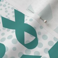 Large Scale Teal Awareness Ribbons Polkadots on White