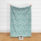Large Scale Teal Awareness Ribbons Polkadots on White