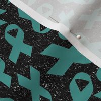 Medium Scale Teal Awareness Ribbons on Galactic Black