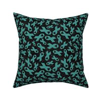 Medium Scale Teal Awareness Ribbons on Galactic Black