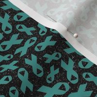 Small Scale Teal Awareness Ribbons on Galactic Black