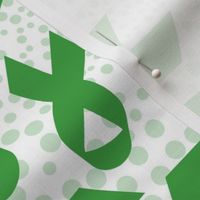 Large Scale Green Awareness Ribbons Polkadots on White