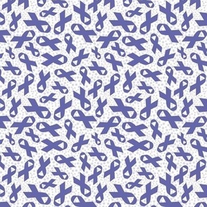 Small Scale Periwinkle Awareness Ribbons Polkadots on White 
