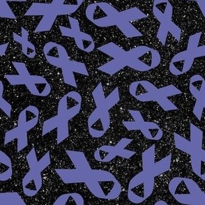 Medium Scale Periwinkle Awareness Ribbons on Galactic Black