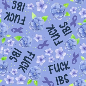 Large Scale Fuck IBS Periwinkle and Navy Sarcastic and Sweary Floral 