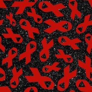 Medium Scale Red Awareness Ribbons on Galactic Black