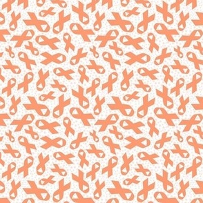 Small Scale Peach Awareness Ribbons Polkadots on White