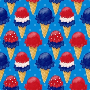 Large Scale Patriotic Ice Cream Cones Red White and Blue Stars and Stripes