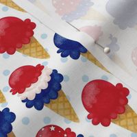 Medium Scale Patriotic Ice Cream Cones Red White and Blue Stars and Stripes