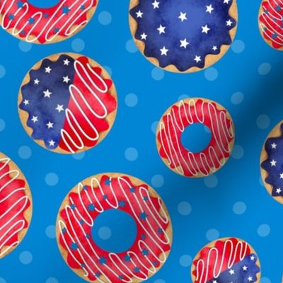 Large Scale Patriotic Frosted Donuts Red White and Blue Stars and Stripes