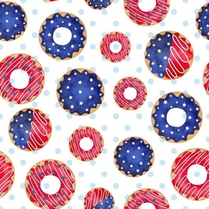 Large Scale Patriotic Frosted Donuts Red White and Blue Stars and Stripes