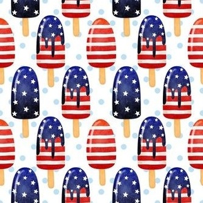 Medium Scale Patriotic Popsicles Red White and Blue Stars and Stripes Ice Cream