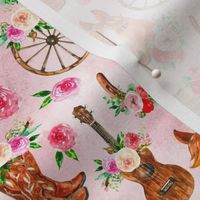 Medium Scale Rodeo Girl Red Pink Roses and Horses