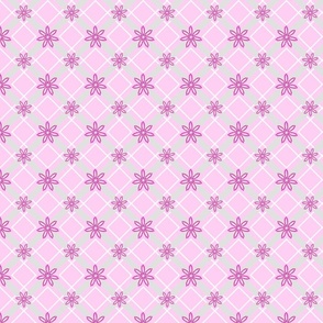 Pink Grey Stripe with Gem Flowers