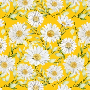 Daisies in Yellow Background
