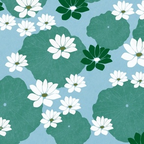 Calm Spaces - Lotus and Lily Pad - Pretty Green