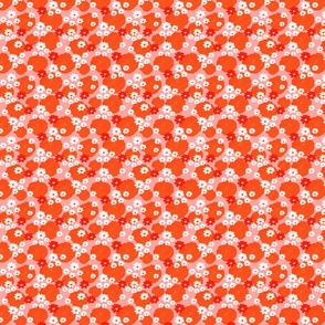 Retro Orange - Lotus and Lily Pad - Small Scale - 10.5 inch repeat
