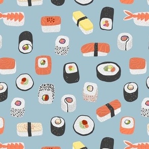 Sushi Roll Maki Nigiri Japanese Food Blue Small Scale