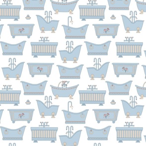 (M) Vintage bathtubs, Vintage bathroom light blue white