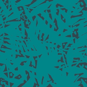 Jungle Leaves Negative Space, Turquoise on Midnight