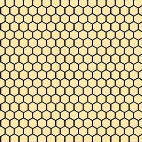 Honeycomb Hexagons, Butter Yellow and Black