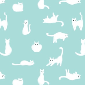 White Fluffy Grey Cat | LARGE