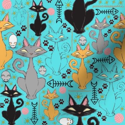 Staked Cats - Teal