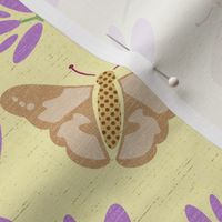 Modern Lavender and Butterfly Damask