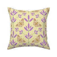 Modern Lavender and Butterfly Damask