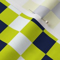 Pixel Diagonal Stripes Check, Chartreuse, Midnight & White