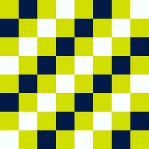 Pixel Diagonal Stripes Check, Chartreuse, Midnight & White
