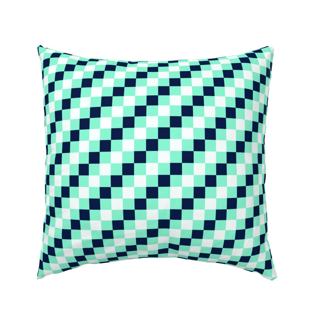 Pixel Diagonal Stripes Check, Mint  & Midnight