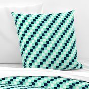 Pixel Diagonal Stripes Check, Mint  & Midnight