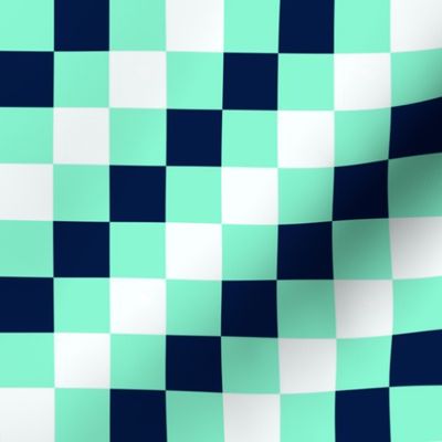 Pixel Diagonal Stripes Check, Mint  & Midnight