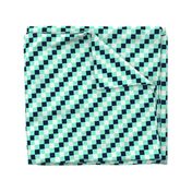 Pixel Diagonal Stripes Check, Mint  & Midnight