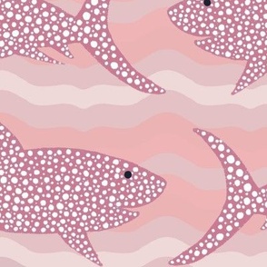 Shark Dots Waves Pink