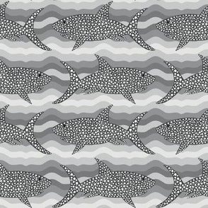 Shark Dots Waves Grays Small Scale